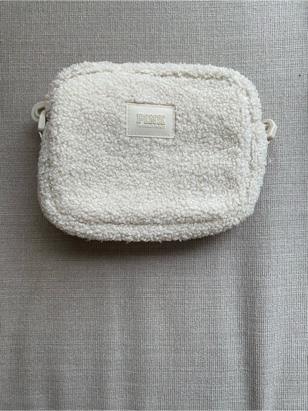 PINK Victoria's Secret Cream Sherpa Crossbody Bag